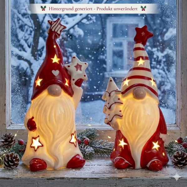 Weihnachtliches LED Wichtel mit roter Mütze - Höhe ca. 22 cm